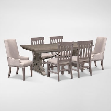 Charthouse Rectangular Extendable Dining Table, 2 Host Chairs and 4 Dining Chairs