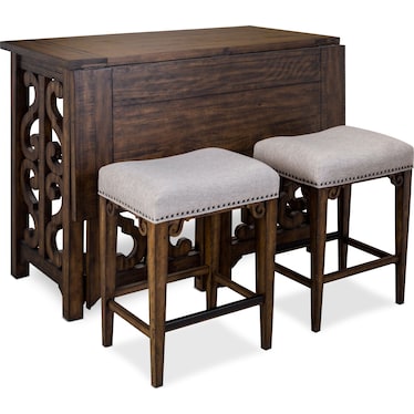 Charthouse Breakfast Bar and 2 Counter-Height Backless Stools