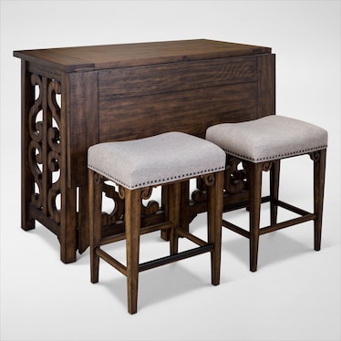 Charthouse Breakfast Bar and 2 Counter-Height Backless Stools