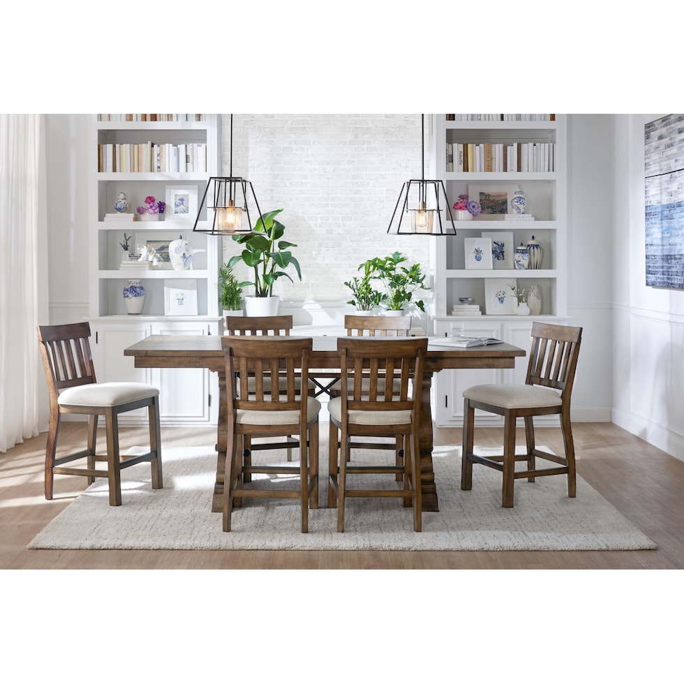 charthouse light brown  pc counter height dining room   