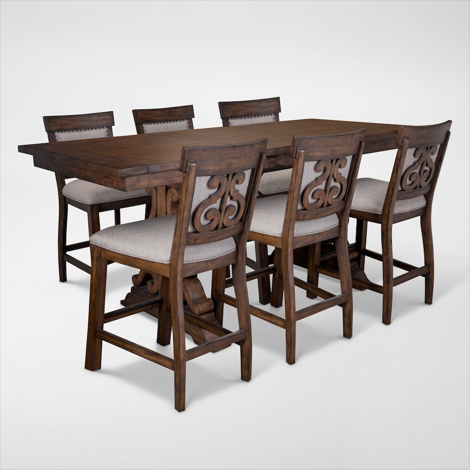 Charthouse CounterHeight Extendable Dining Table and 6 Upholstered