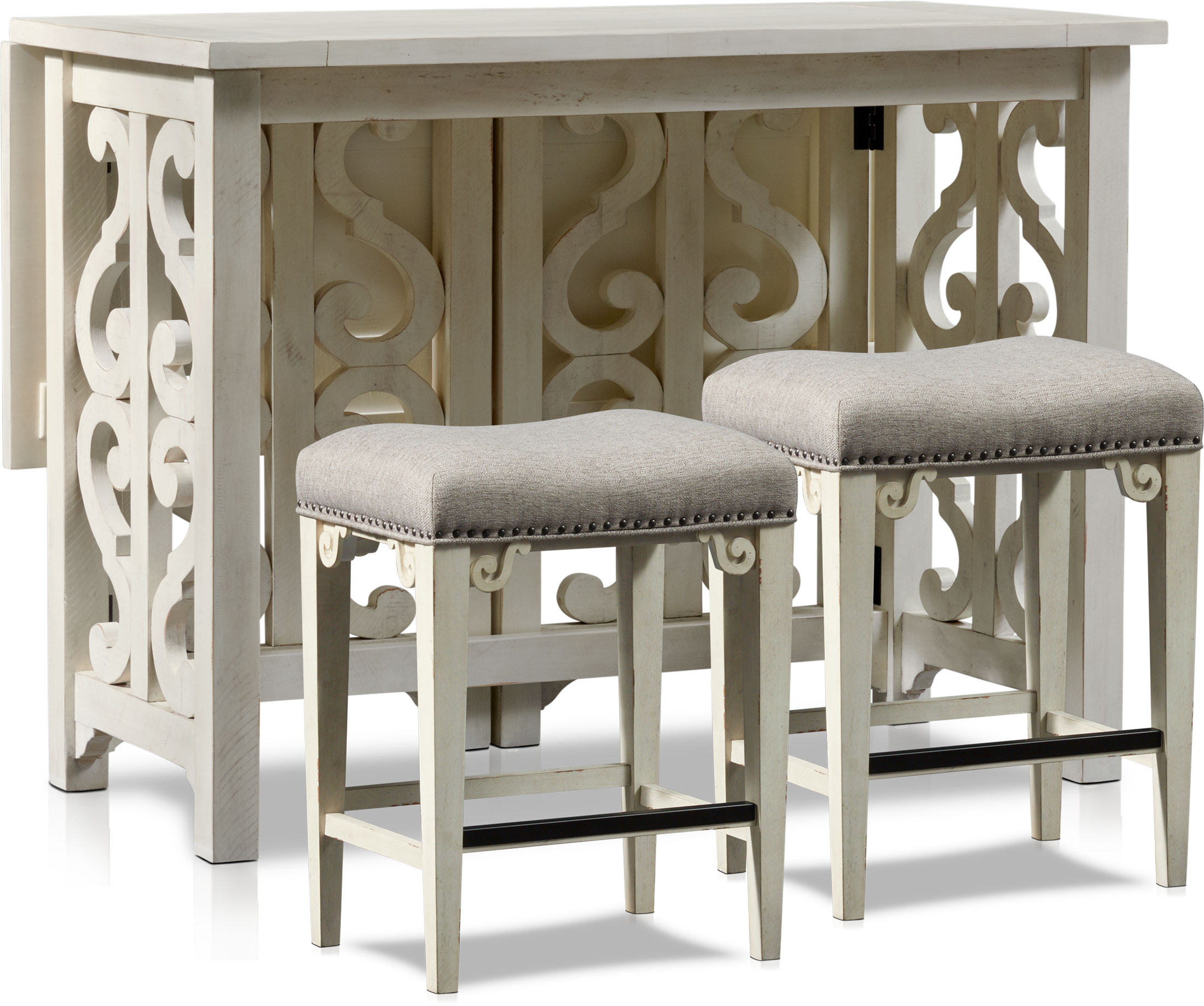 Charthouse Breakfast Bar and 2 CounterHeight Backless Stools Value