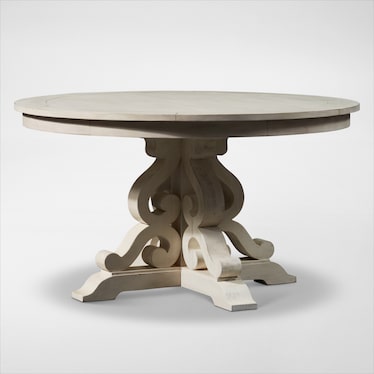 Charthouse Round Dining Table and 4 Upholstered Dining Chairs - Alabaster