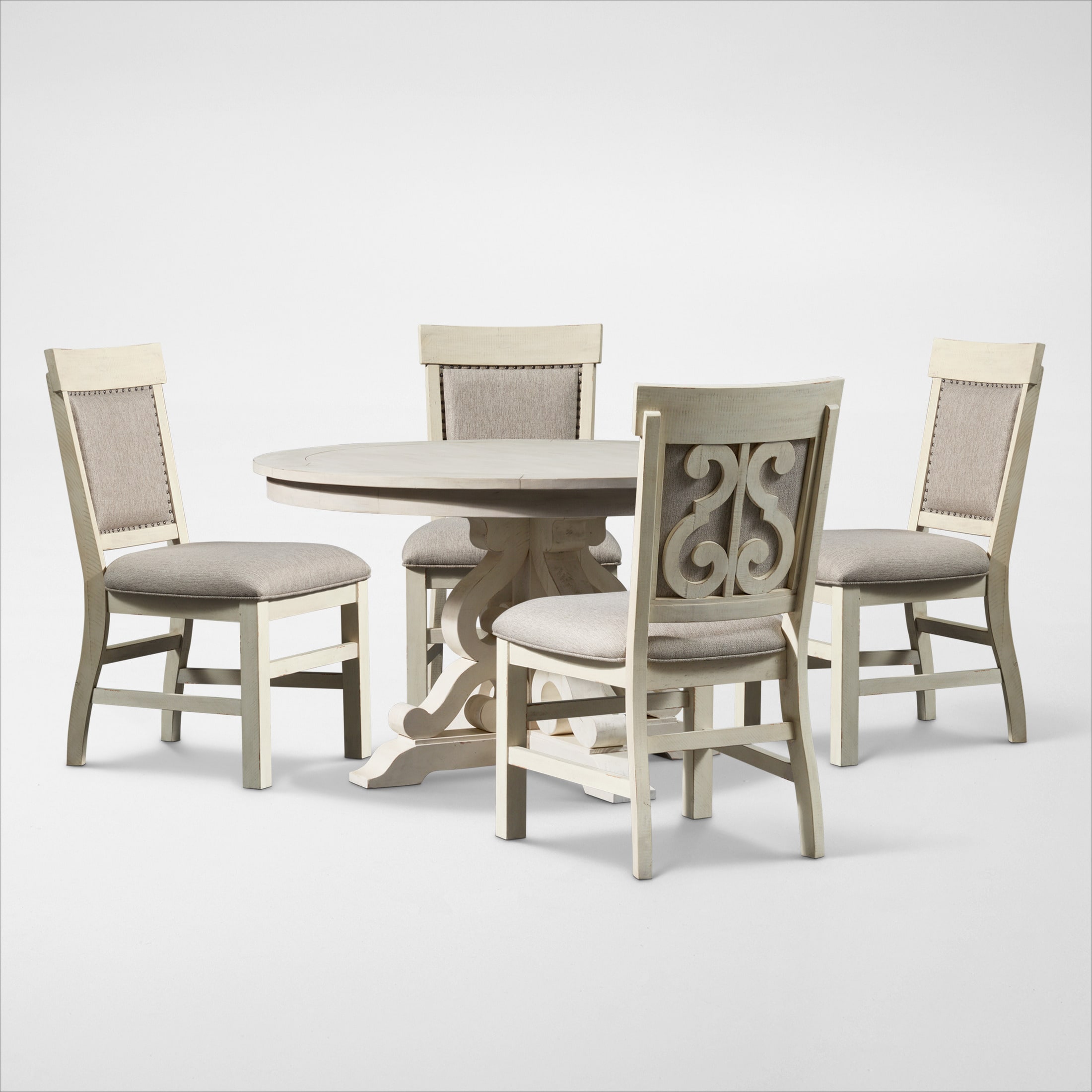 Charthouse Round Dining Table and 4 Upholstered Side Chairs Value City Furniture