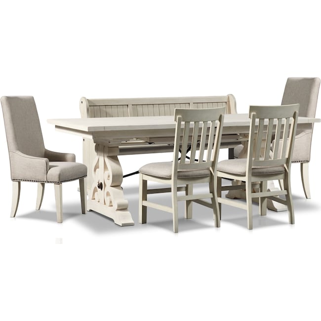 Dining Room Furniture - Charthouse Rectangular Dining Table, 2 Host Chairs, 2 Dining Chairs and Bench