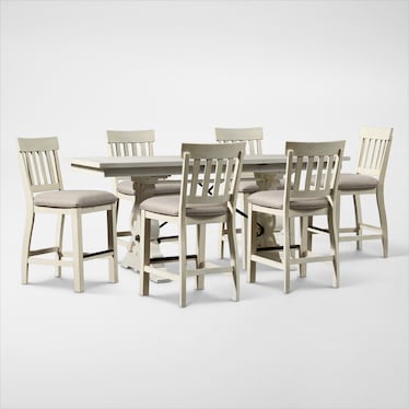 Charthouse Counter-Height Dining Table and 6 Stools - Alabaster