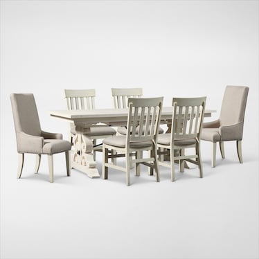 Charthouse Rectangular Extendable Dining Table, 2 Host Chairs and 4 Dining Chairs - Alabaster