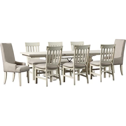 Charthouse Rectangular Dining Table, 2 Host Chairs and 6 Dining Chairs - Alabaster