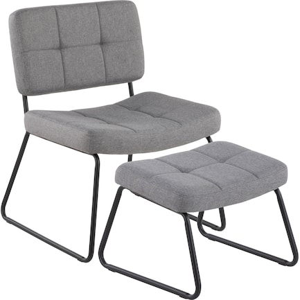 Chauncey Chair and Ottoman - Black/Gray