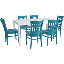 cheryl white and teal  pc dining room   