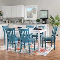 cheryl white and teal  pc dining room   