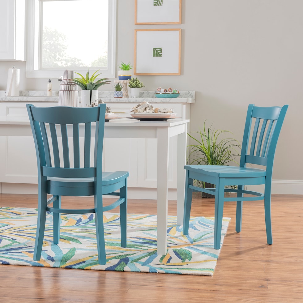 cheryl white and teal  pc dining room   