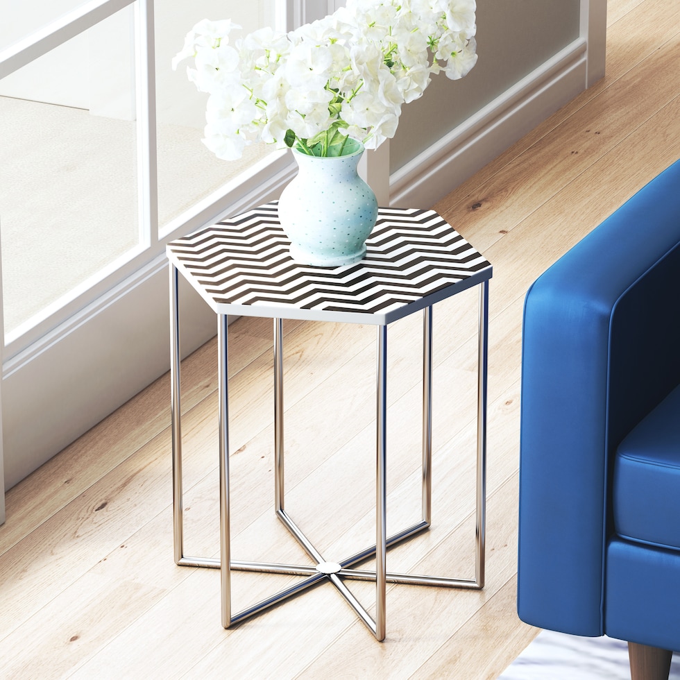 chevie black white side table   