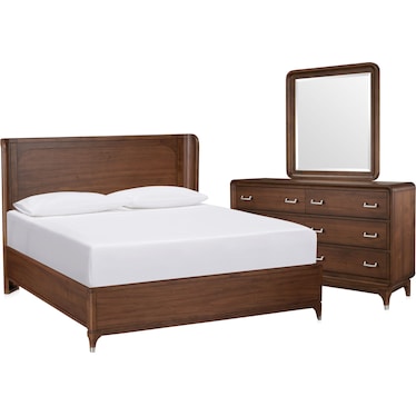 Chicago 5-Piece Panel Bedroom Set with Dresser and Mirror