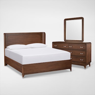 Chicago 5-Piece Panel Bedroom Set with Dresser and Mirror