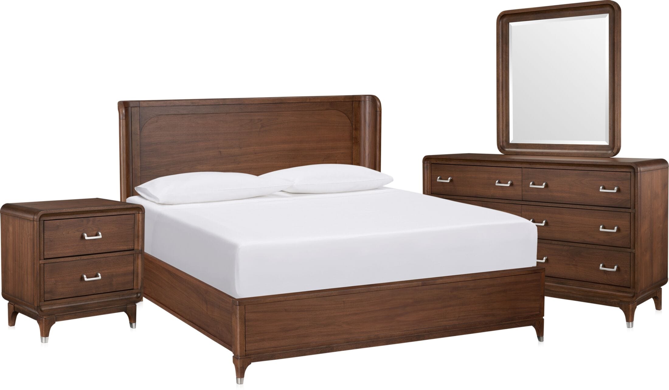 Chicago 6-Piece Panel Bedroom Set with Dresser, Mirror and Charging ...