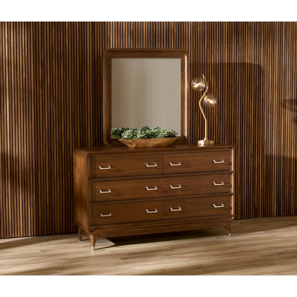 chicago dark brown dresser and mirror   