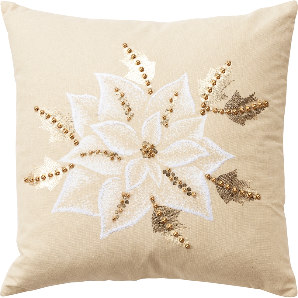 christmas flower gold accent pillow   