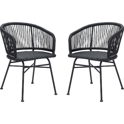 Cincy Outdoor Set of 2 Dining Chairs - Black