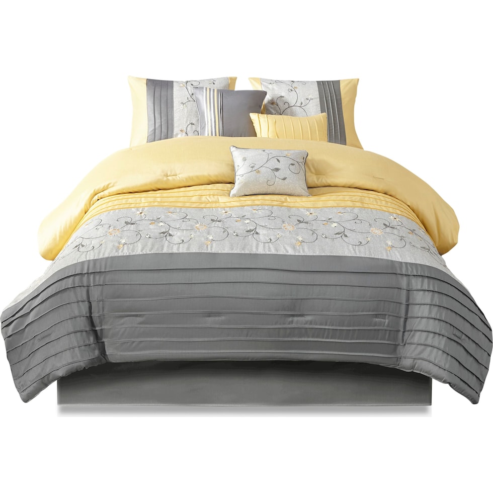clara yellow king bedding set   