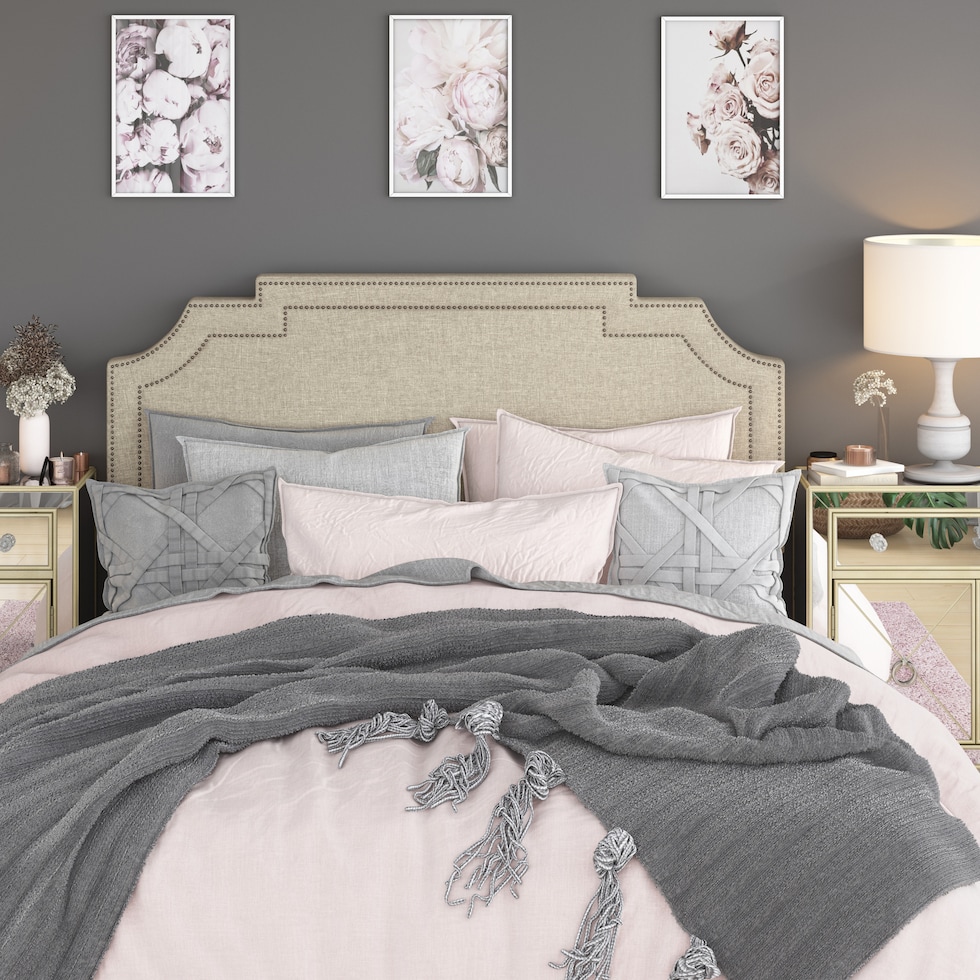 claremore light brown king headboard   