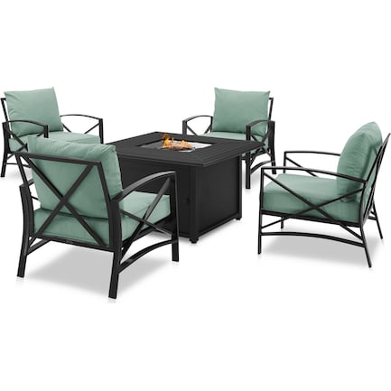 Clarion Set of 4 Outdoor Chairs and Fire Table - Mist