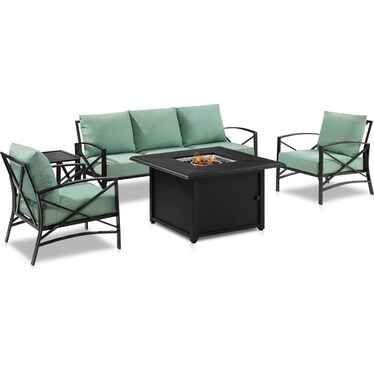 Clarion Outdoor Sofa, 2 Chairs and Fire Table Set - Mist