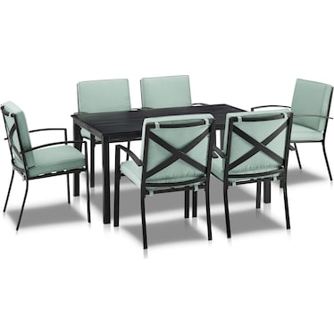 Clarion Outdoor Dining Table and 6 Dining Chairs - Mist