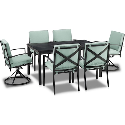 Clarion Outdoor Dining Table, 4 Dining Chairs and 2 Swivel Chairs - Mist
