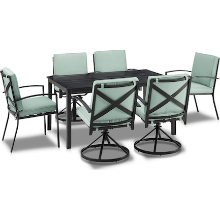 Clarion Outdoor Dining Table, 4 Swivel Chairs and 2 Dining Chairs - Mist
