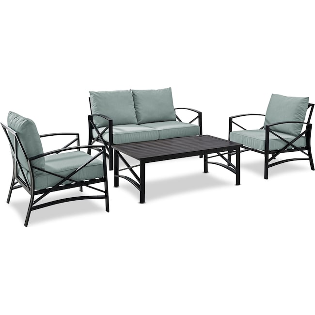 Outdoor Furniture - Clarion Outdoor Loveseat, 2 Chairs, and Coffee Table Set