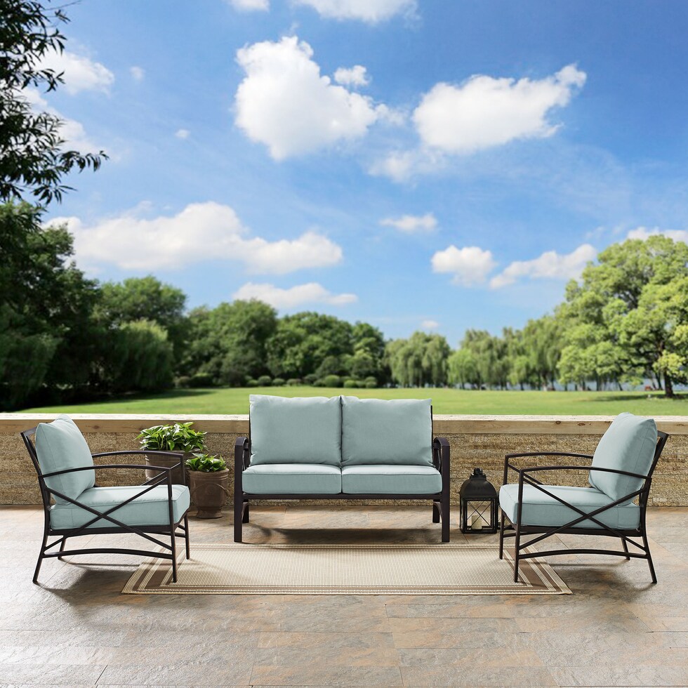 clarion blue outdoor loveseat set   