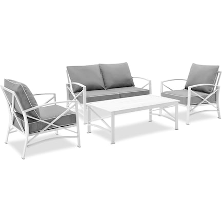Clarion Outdoor Loveseat, 2 Chairs, and Coffee Table Set - Gray