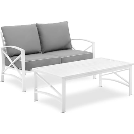 Clarion Outdoor Loveseat and Coffee Table Set - Gray