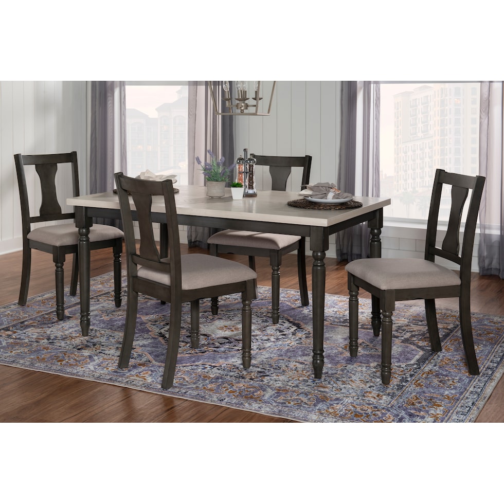 clayes gray and white  pc dining room   