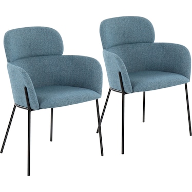 Cleo Set of 2 Dining Chairs - Blue/Black