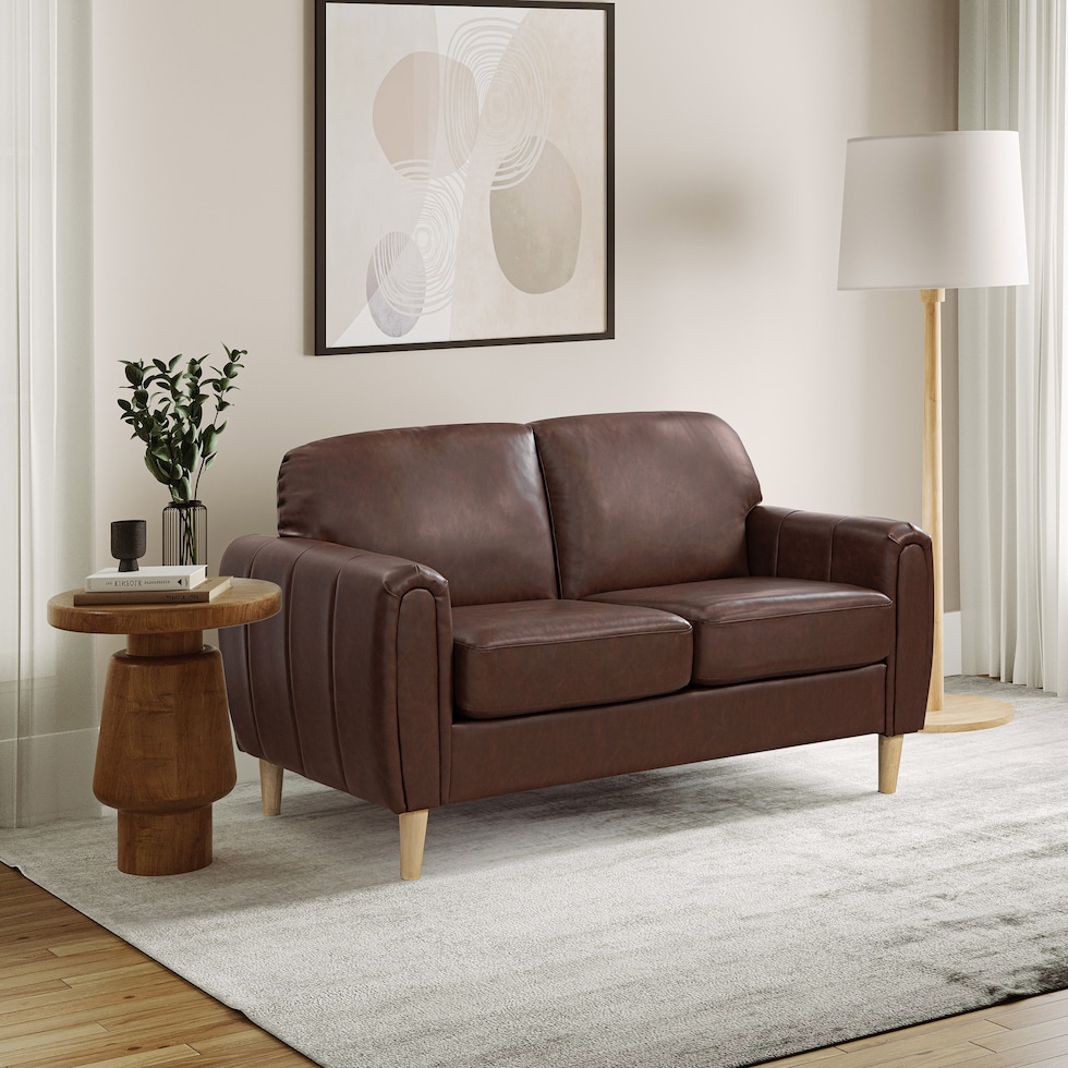 cleva dark brown loveseat   