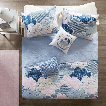 Cloud 5-Piece Full/Queen Bedding Set - Blue