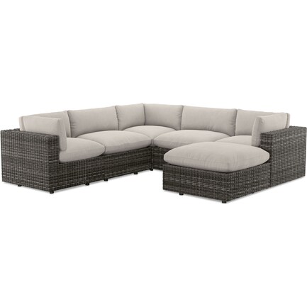 Coastline Outdoor 5-Piece Sectional and Ottoman Set