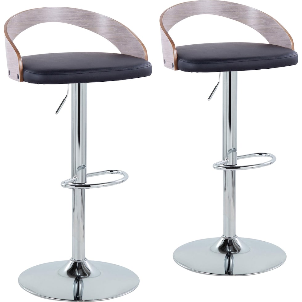 cocina black vegan leather gray bar stool   