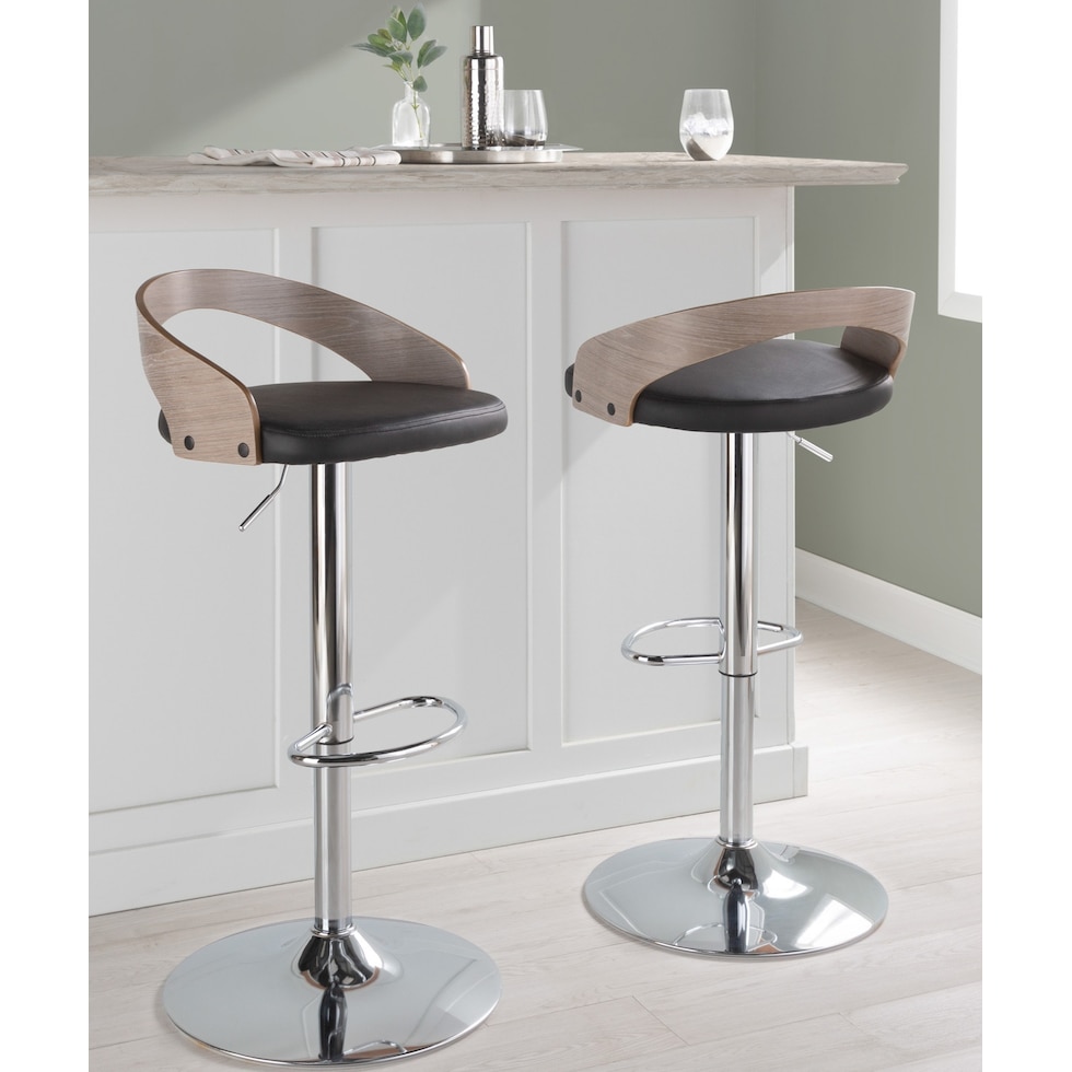 cocina black vegan leather gray bar stool   