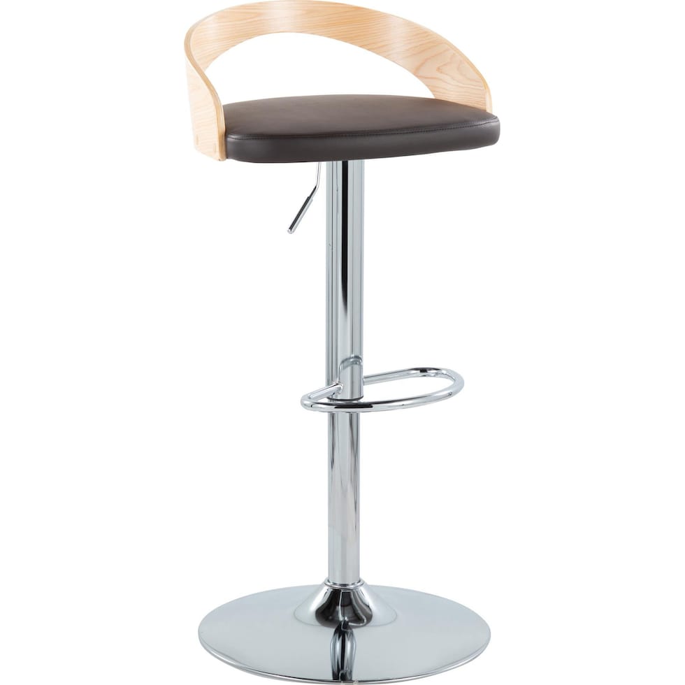 cocina brown vegan leather natural bar stool   