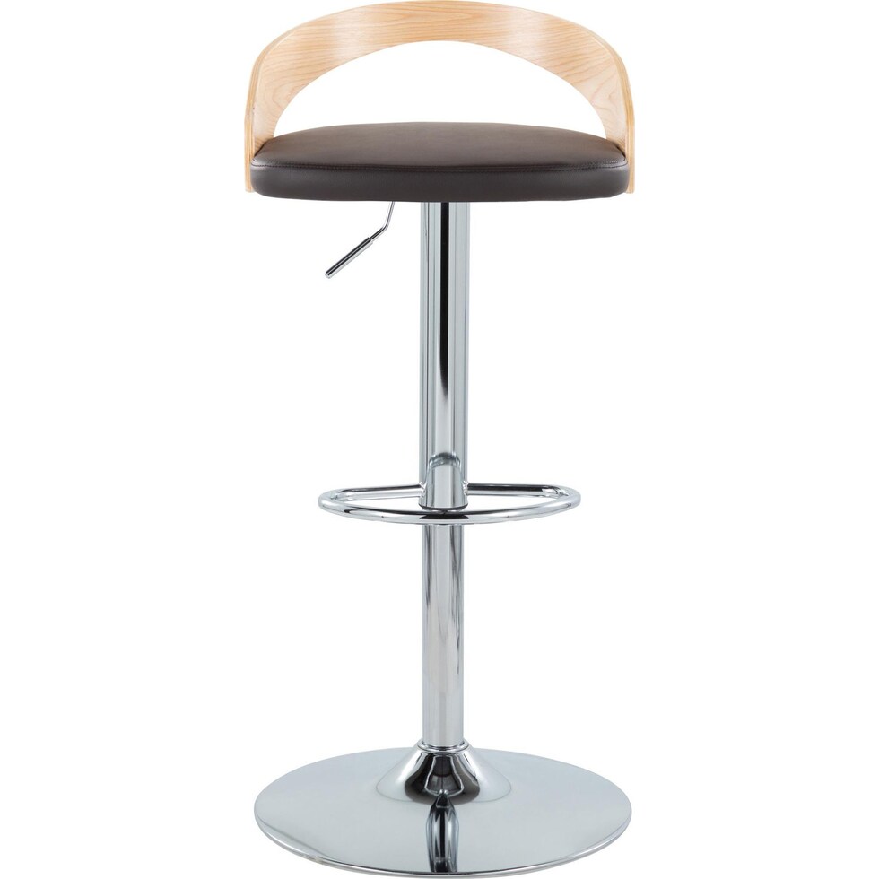 cocina brown vegan leather natural bar stool   