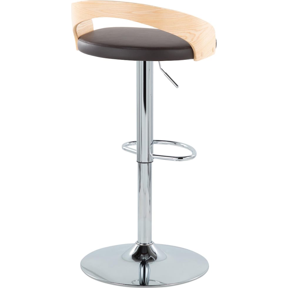 cocina brown vegan leather natural bar stool   