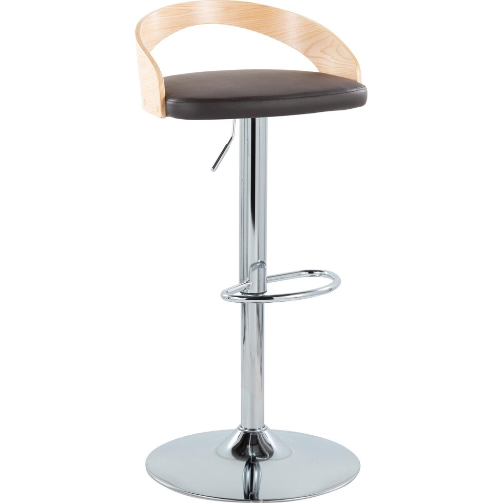 cocina brown vegan leather natural bar stool   
