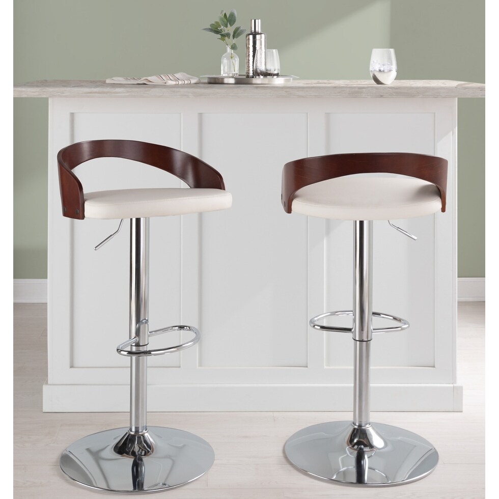 cocina white vegan leather cherry bar stool   