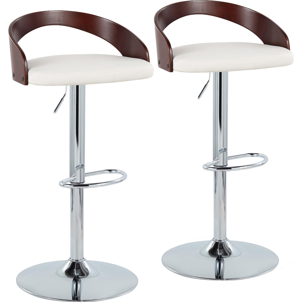 cocina white vegan leather cherry bar stool   