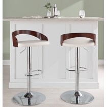 cocina white vegan leather cherry bar stool   