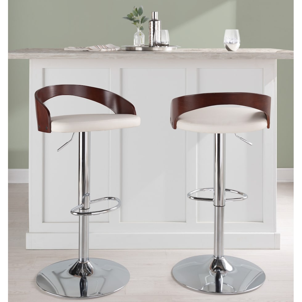 cocina white vegan leather cherry bar stool   
