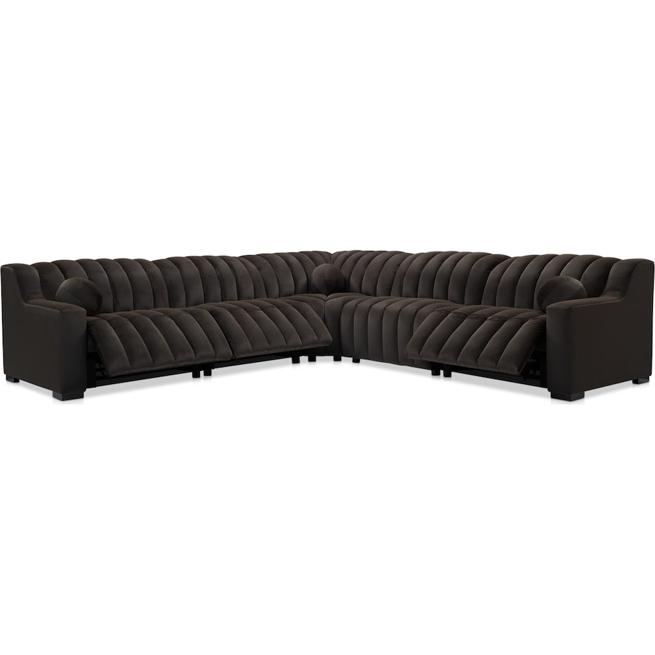 coco dark brown  pc power reclining sectional   
